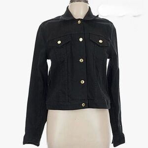 Michael Kors Black Denim Jacket with Gold Buttons